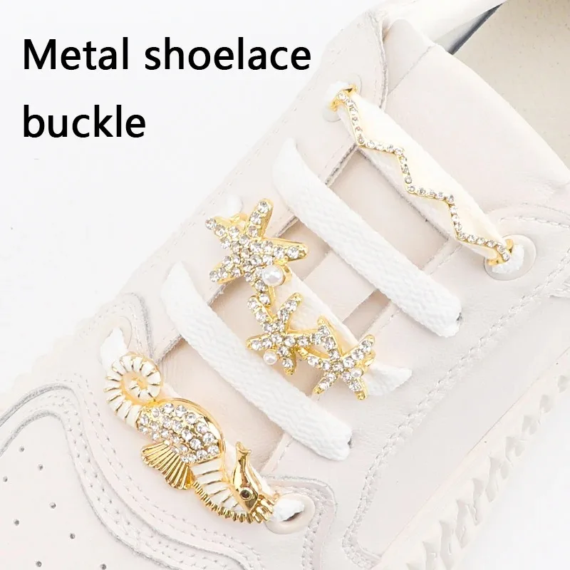 1 Pcs Gold Metal Pearl Shoelace Clip Glamorous Ladies Luxury Diamond Shoelace Canvas Shoe Buckle Vintage Shoelace Decoration