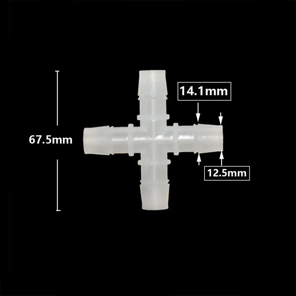 1/2 inch white polypropylene four port barbed cross fitting for drip irrigation systems and aquaculture water distribution netwo