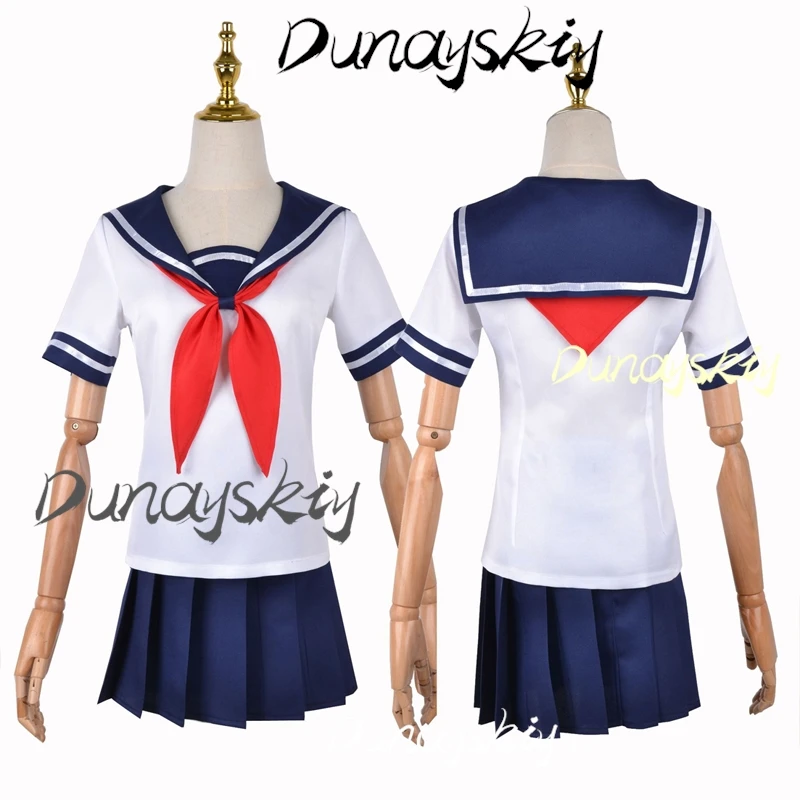 Game Yandere Simulator Ayano Aishi Cosplay Costume Wig Navy Blue Sailor Skirt School JK Uniform Anime Cosplay Costume Customized