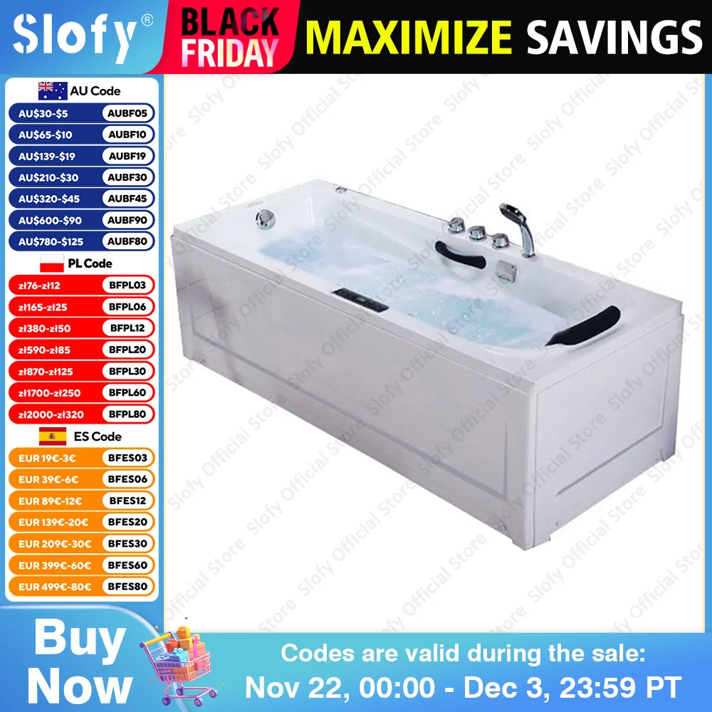 Acrylic Bathtub for Apartment/Family, Multifunctional Bathtub Dual-side Skirt Left Skirt , Bathroom Furniture with Accessories