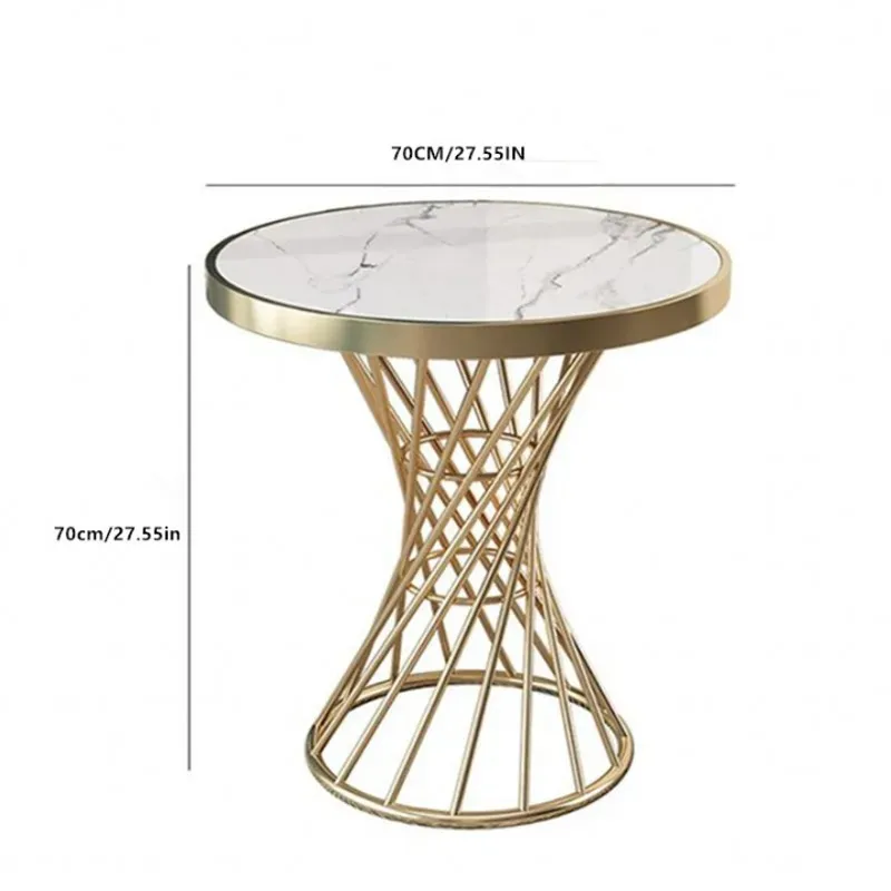 Nórdico Simples Lazer Circular Edge Corner Table, Imitação De Mármore Redonda Mesa De Café, Móveis para Varanda e Decoração Da Sala De Estar