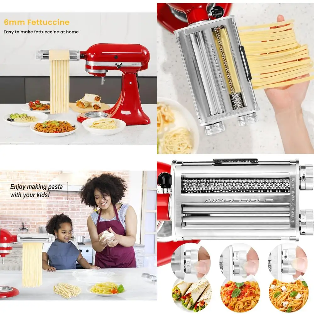 

KitchenAid Mixer Pasta Roller & Cutter Attachment Set: Dough Roller, Spaghetti & Fettuccine Cutters Included