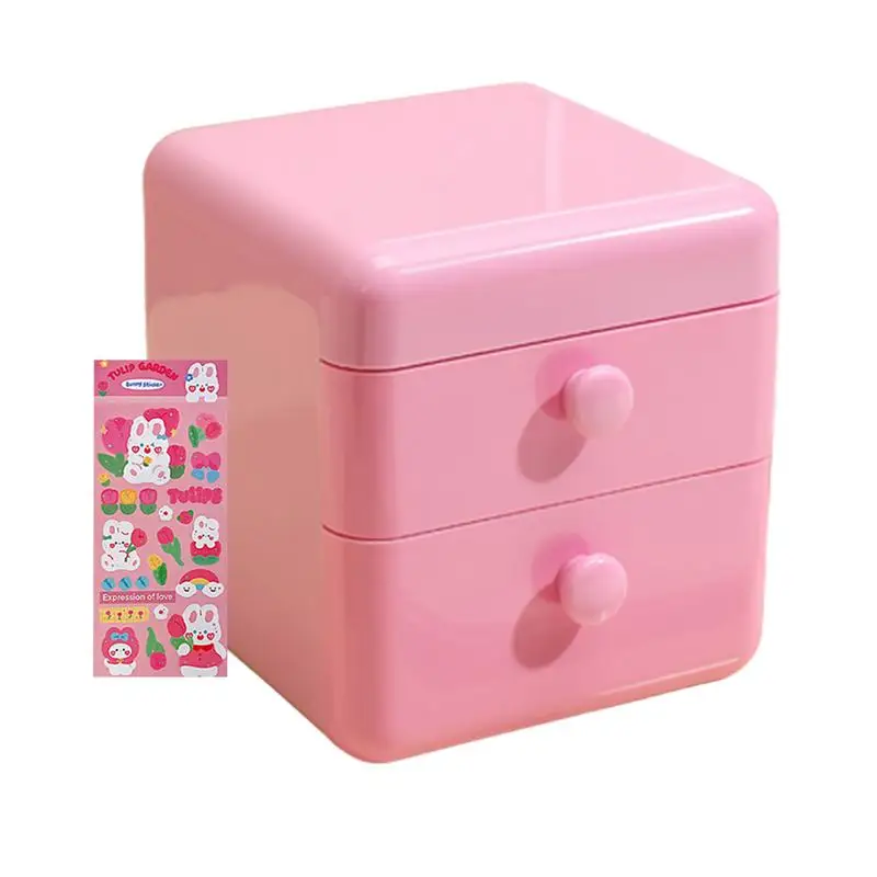 

Pen Drawer Box 2-Drawer Pencil Holder Storage Box Cute Cartoon Desktop Organizer Multi-Functional Pen Container Drawer Jewelry