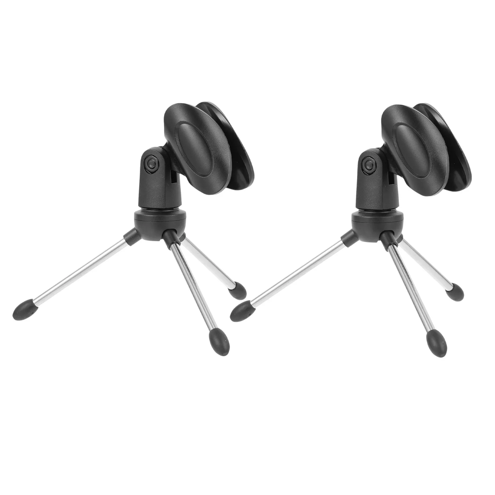 2Pcs Foldable Microphone Stand Desktop Metal Tripod Adjustable Mic Holder Compact Design for Home Studio Podcast Live Streaming