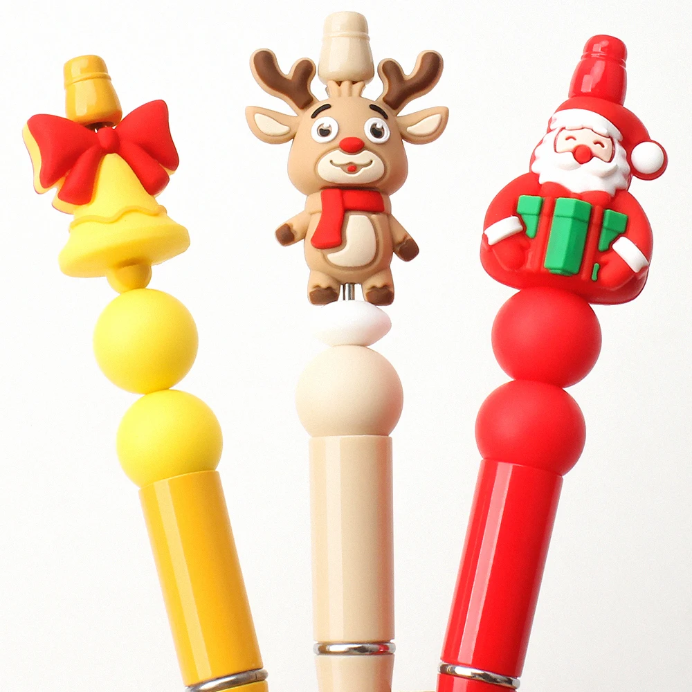 5/10/20pcs Silicone Beads 3D Christmas Theme Santa Claus Christmas Tree Shaped Focal Beads for Jewelry Earrings Pen Making