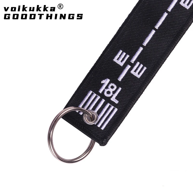 Aviation Gift Double-sided Embroidery Airport Runway Pattern Memorial Key Chain Keychain Rectangle Keyring Wholesale