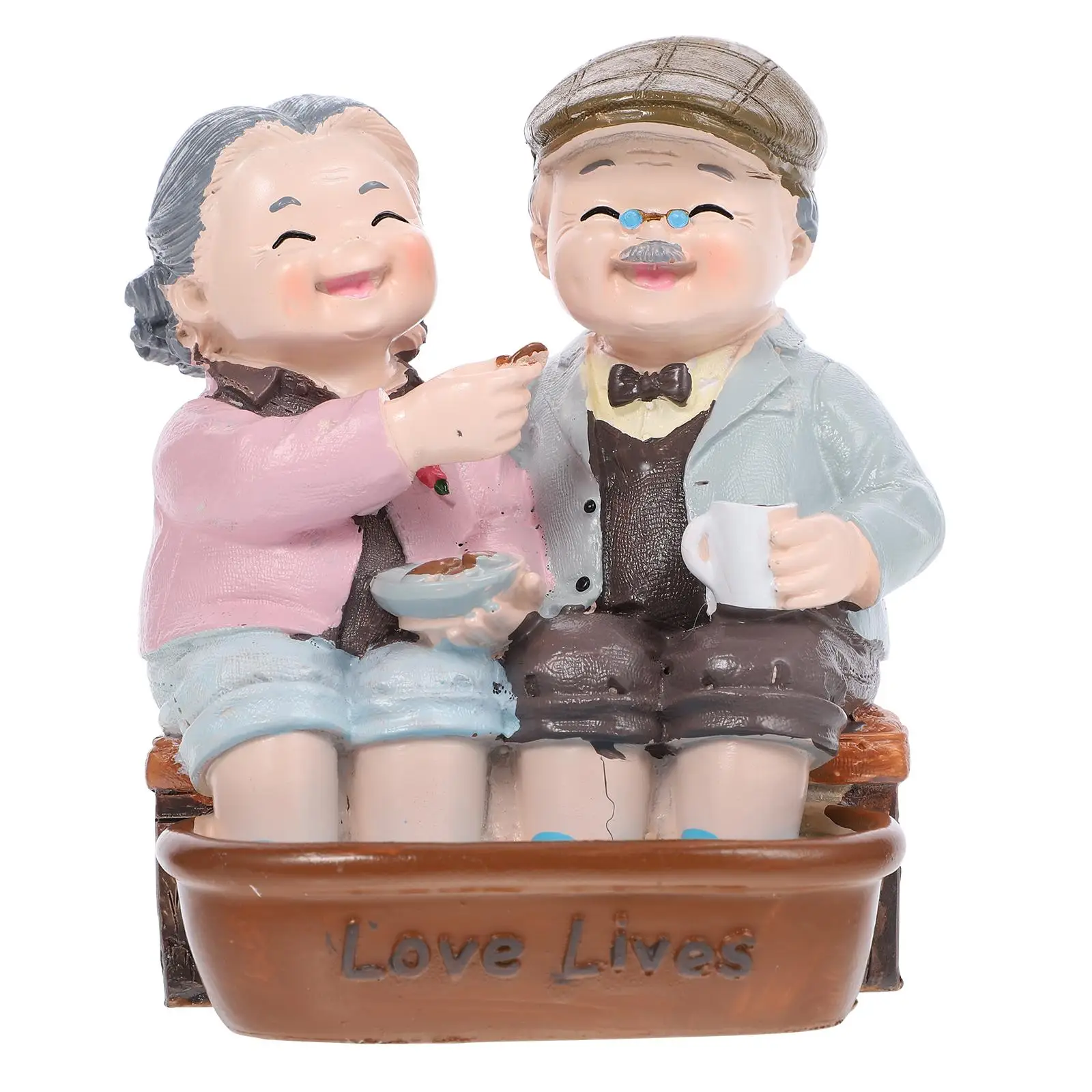 

Grandparent Sculpture Ornaments Resin Figurine Cake Topper Birthday Decorations Home Miniatures Grandpa Grandma Party