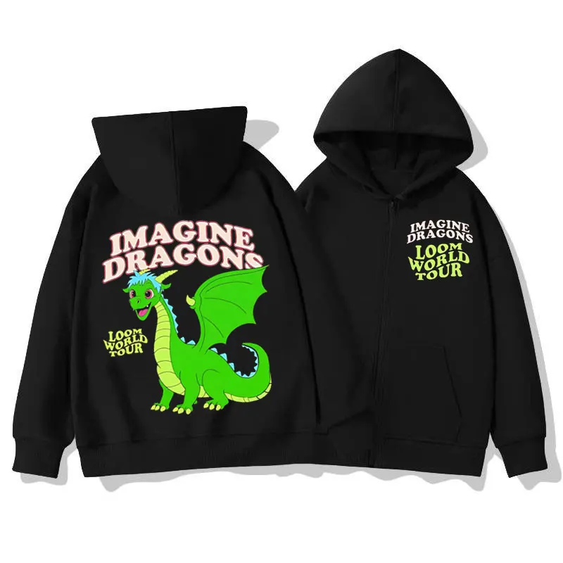 

Imagine Dragons Loom World Tour 2025 Zipper Hoodies Men Women Fashion Cartoon Zip Up Sweatshirt Harajuku Y2k Oversized Pullovers