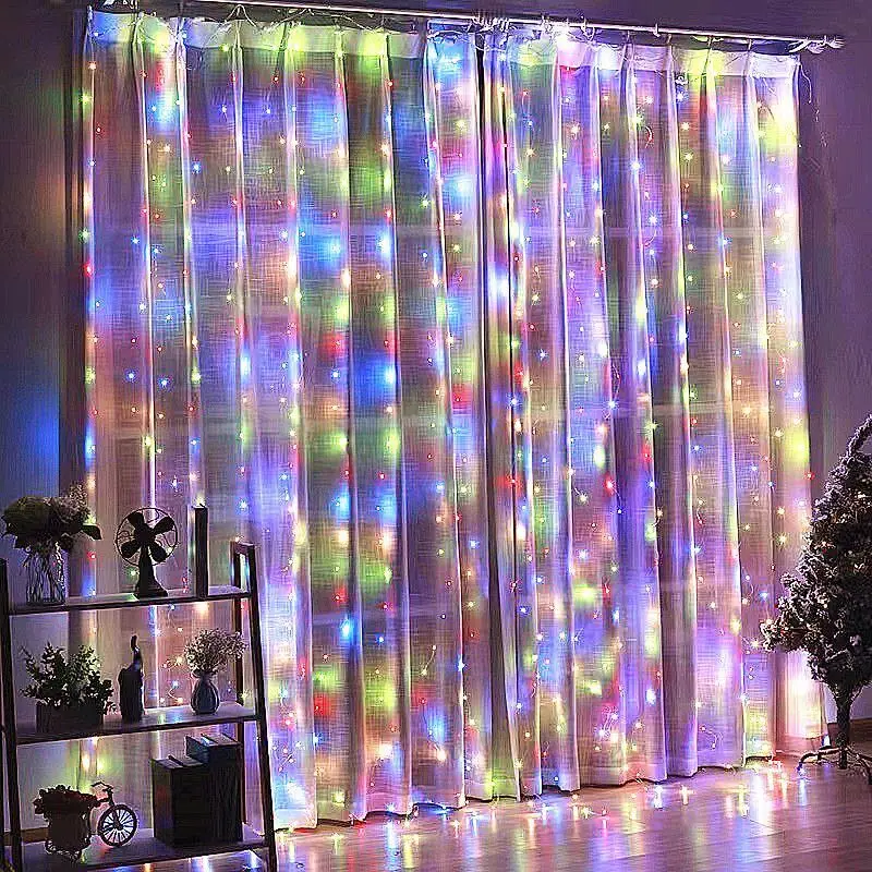 6/4/3M USB Curtain String Lights 8 modalità Fairy Light Christmas Garland Light Party Wedding Bedroom Home Holiday Decoration