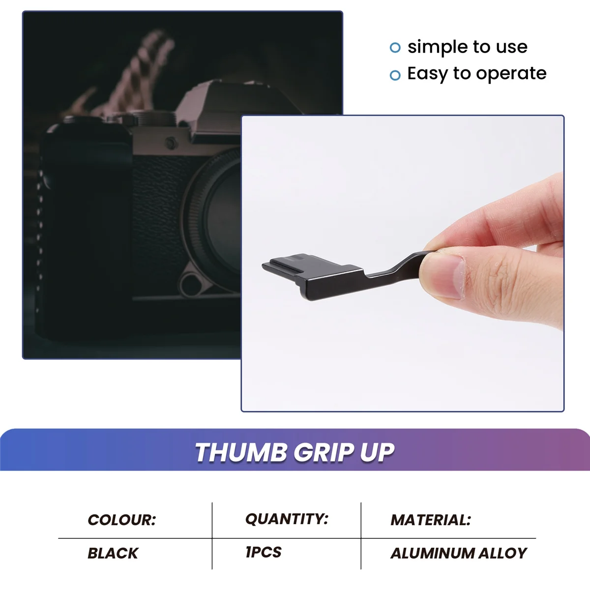 SMIEA Metal Hot Shoe Cover Thumb Grip for Fujifilm Fuji X100F X100T X70 X-E3 X-A1 X-A2 X-A3 X-A5 X-M1 XA3 XE3 Black