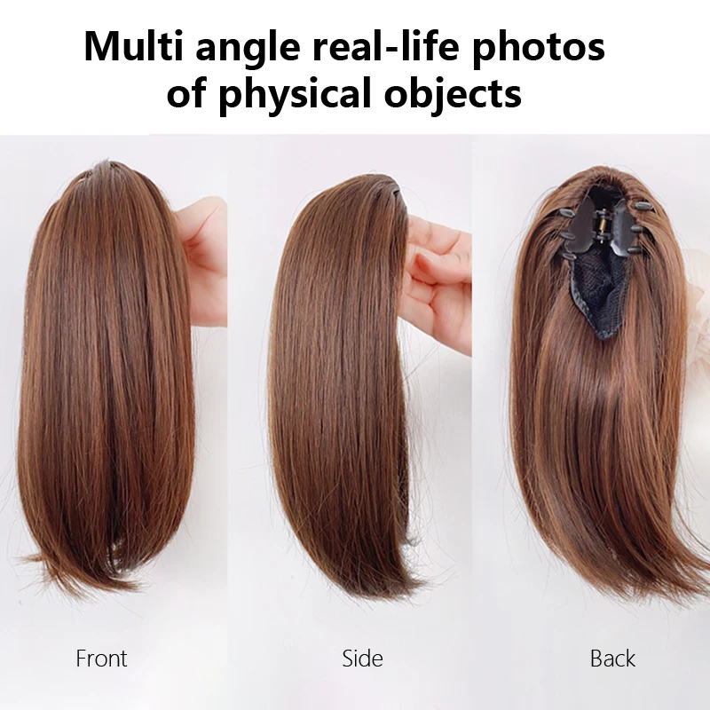 Ponytail Micro-curl Inward Short Hair Clip-in Natural Style Synthetic Wig for Women