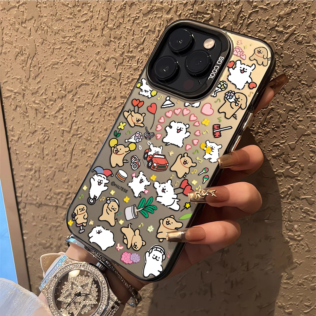 Cartoon Schattige Korea Lijn Puppy Case Voor Samsung A73 A72 A55 A54 A54 A53 A35 A34 A33 A33 A32 A30 A24 A23 A22 A14 A05 4G 5G Paar Cover