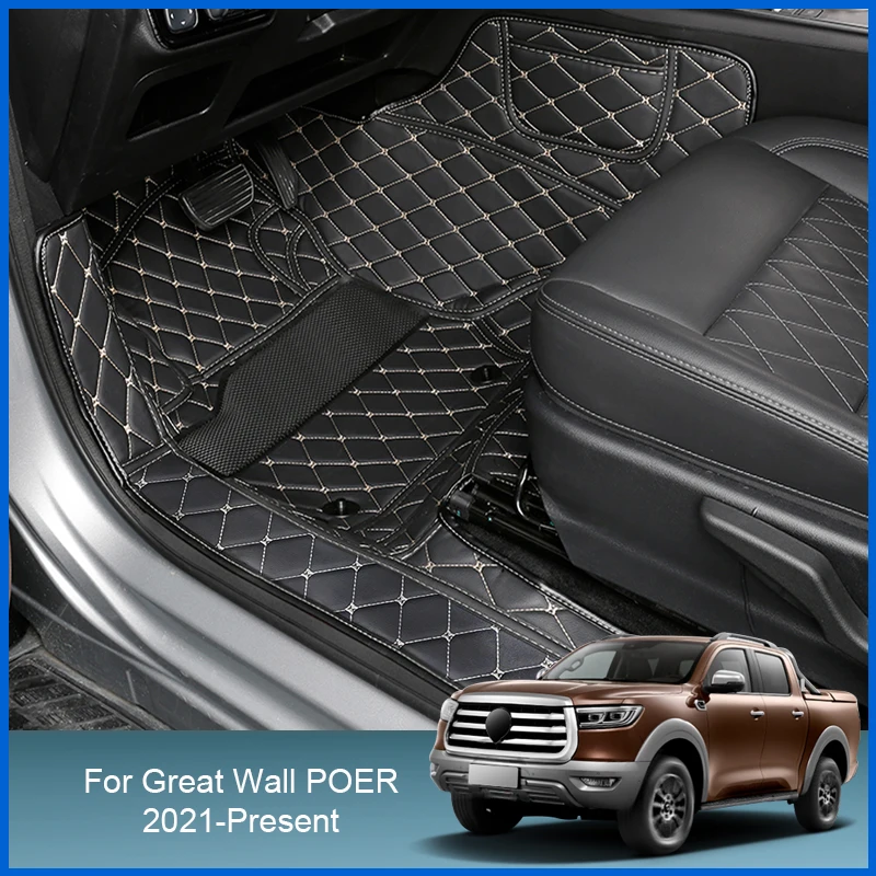 

Car Styling Custom Foot Mat For Great Wall POER 2021-Present LHD Leather Floor Protect Waterproof Pad Internal Auto Accessories