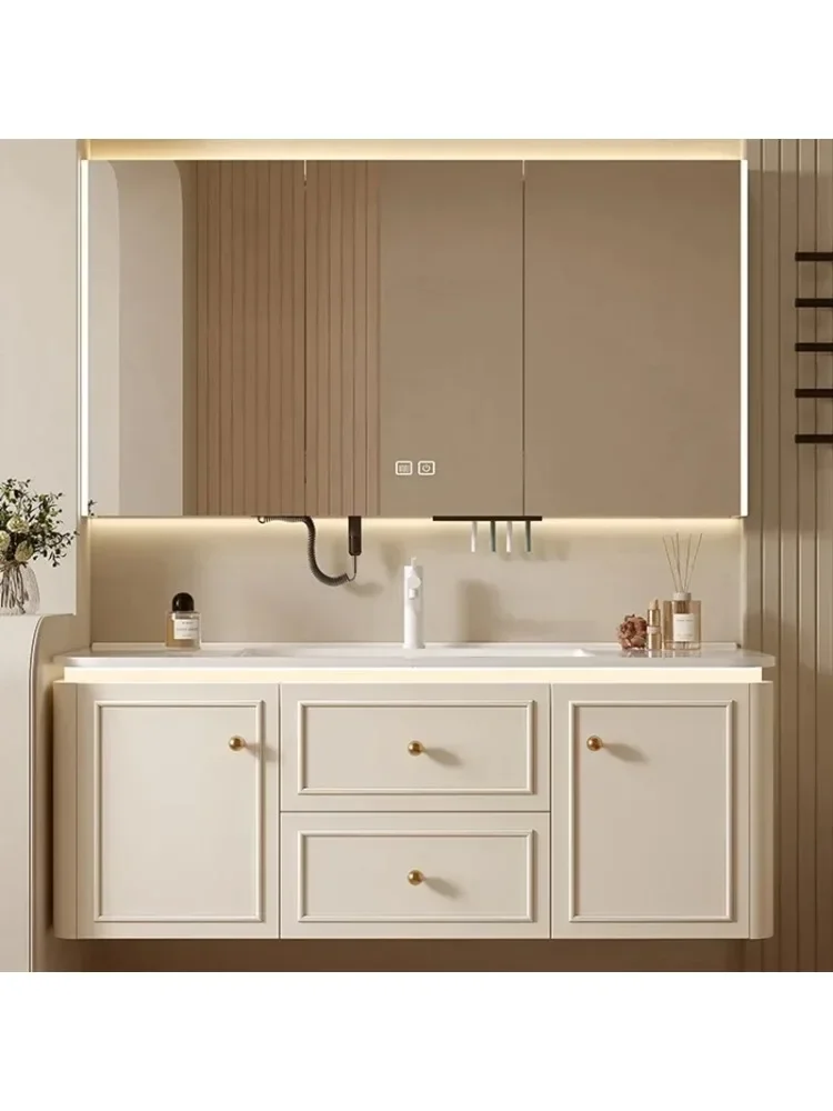 Multifunktions-Wohnmöbel, Badezimmerwaschbecken, Spiegel, platzsparender Schrank, Aufbewahrungssäule, geschlossene Toilette, luxuriöses Handtuch, vielseitig einsetzbar