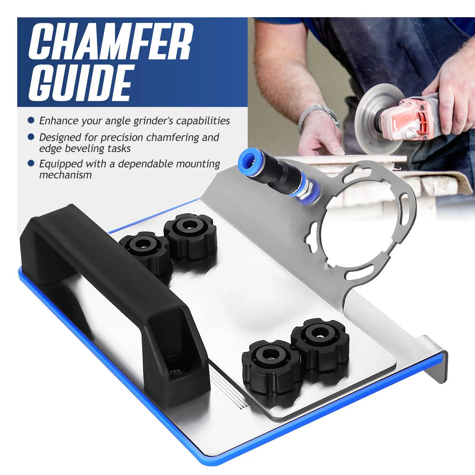 Angle Grinder Chamfering Stand Heavy-Duty Steel Stable Fixing Tool 45 Degree Angle Cutting Guide Tile Chamfer Guide Attachment view 4