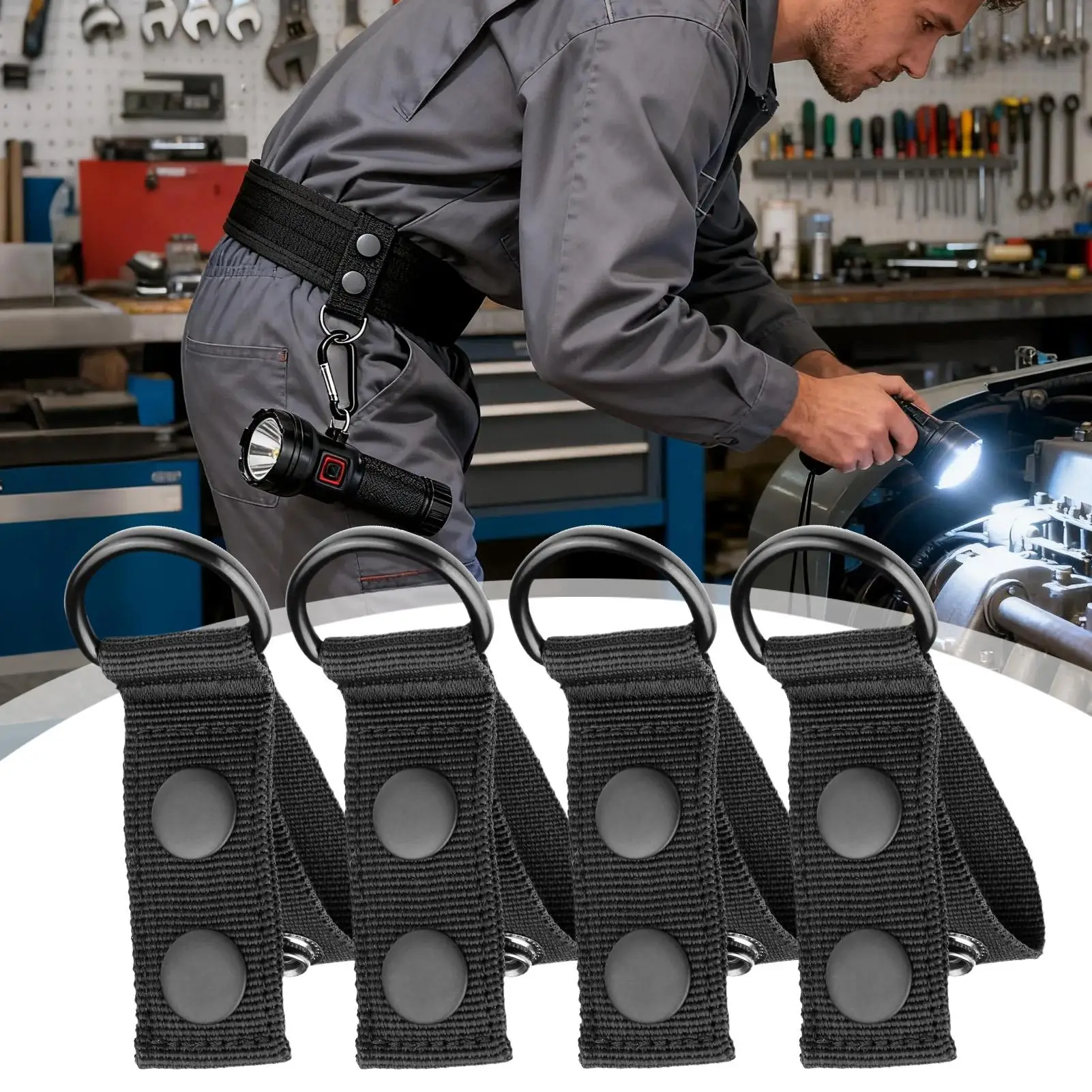 4 Pieces Strap Organizers With Metal Ring Duty Belt Holder Nylon Belt Keepers For Firefighter Work Gear Security Plumbing