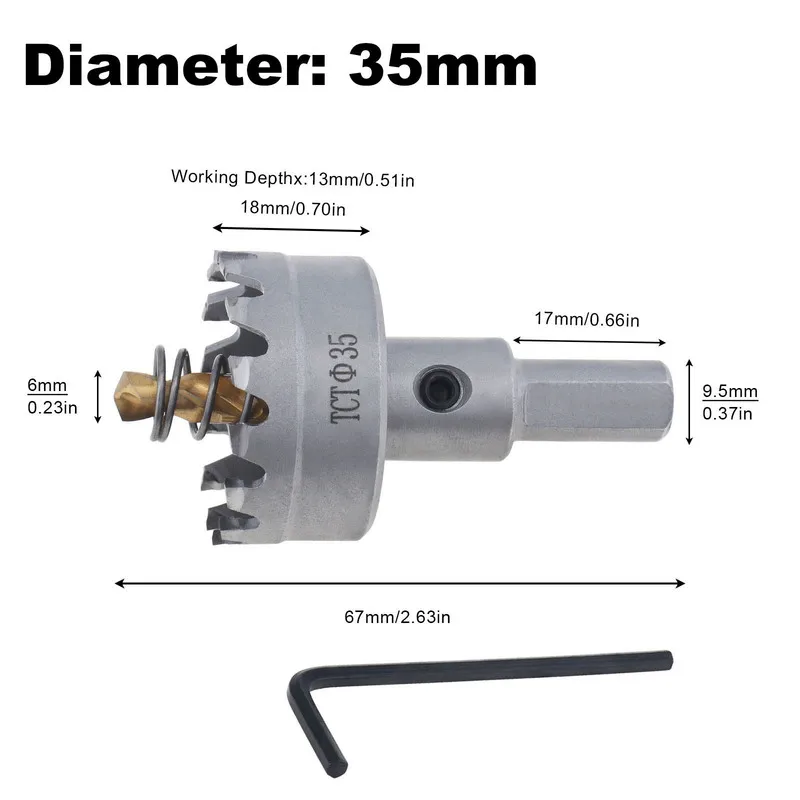 22mm/24mm/35mm Hole Saw for Stainless Steel Metal Iron Plastic Wood Drilling Titanium TCT Hard Alloy Hole Saw Drill Bit Cutter