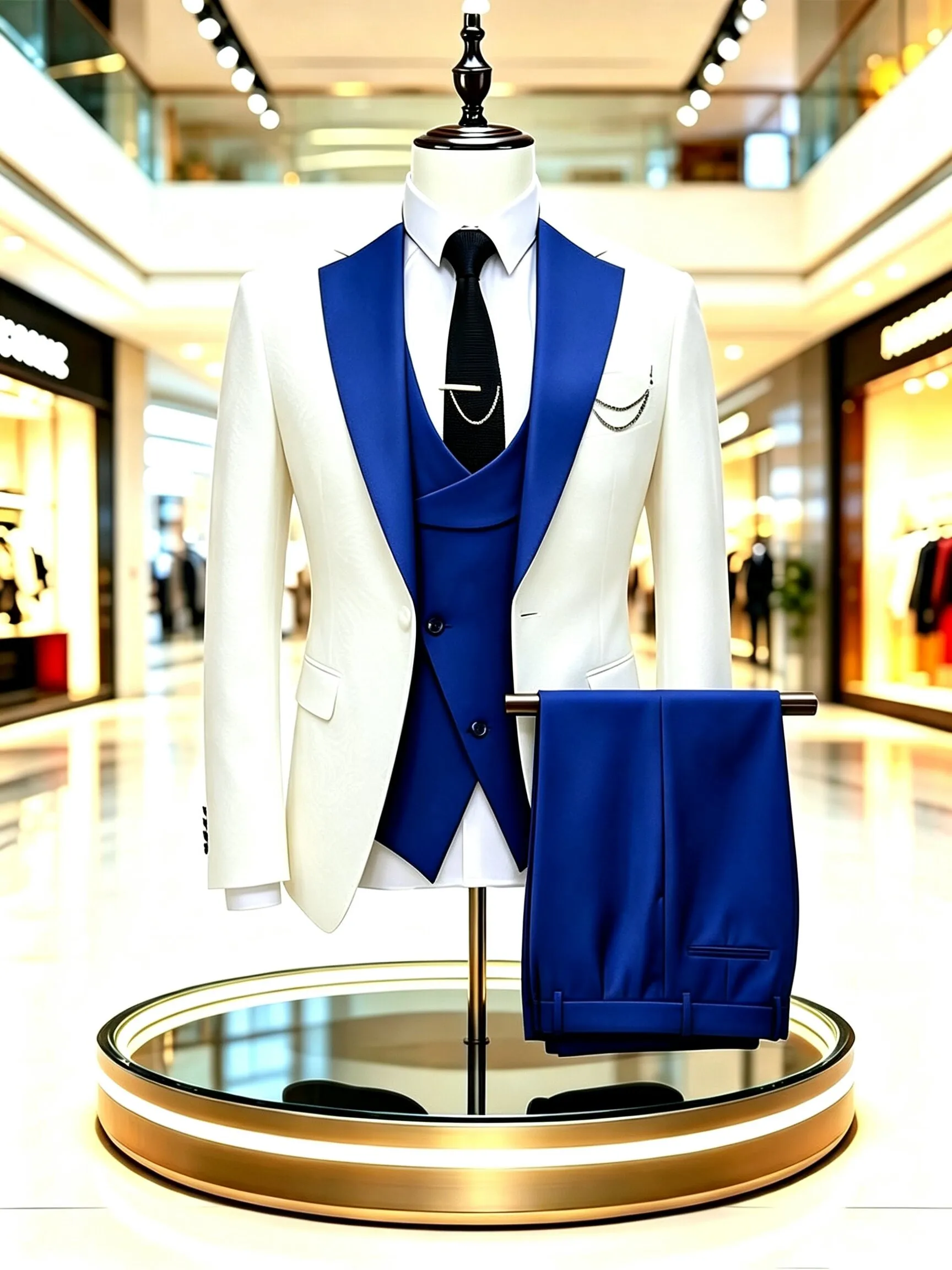 Men Contrast Casual 3 Piece Suit Set Single Breasted Blazer Vest Pants Slim Fit All Season Date Gathering Outfit