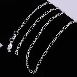 1 PCS 925 Sterling Silver 16-30 Inch 2MM Figaro Chain Fashion Necklace For Women Men Jewelry