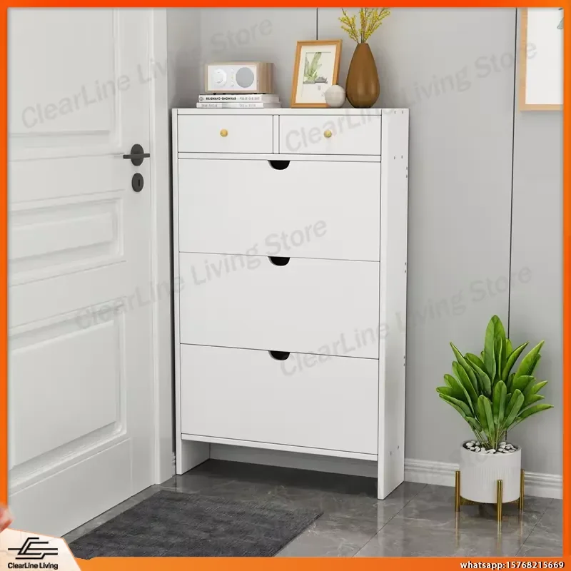 Shoe Storage Cabinet with Drawer Entryway Shoe Organizer Modern Hallway Shoe Rack for Home Office Living Room Bedroom Space
