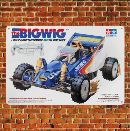 Metallposter Vintage RC-Auto Blechschild Plakette Tamiya Bigwig Buggy Boxart - Aluminium