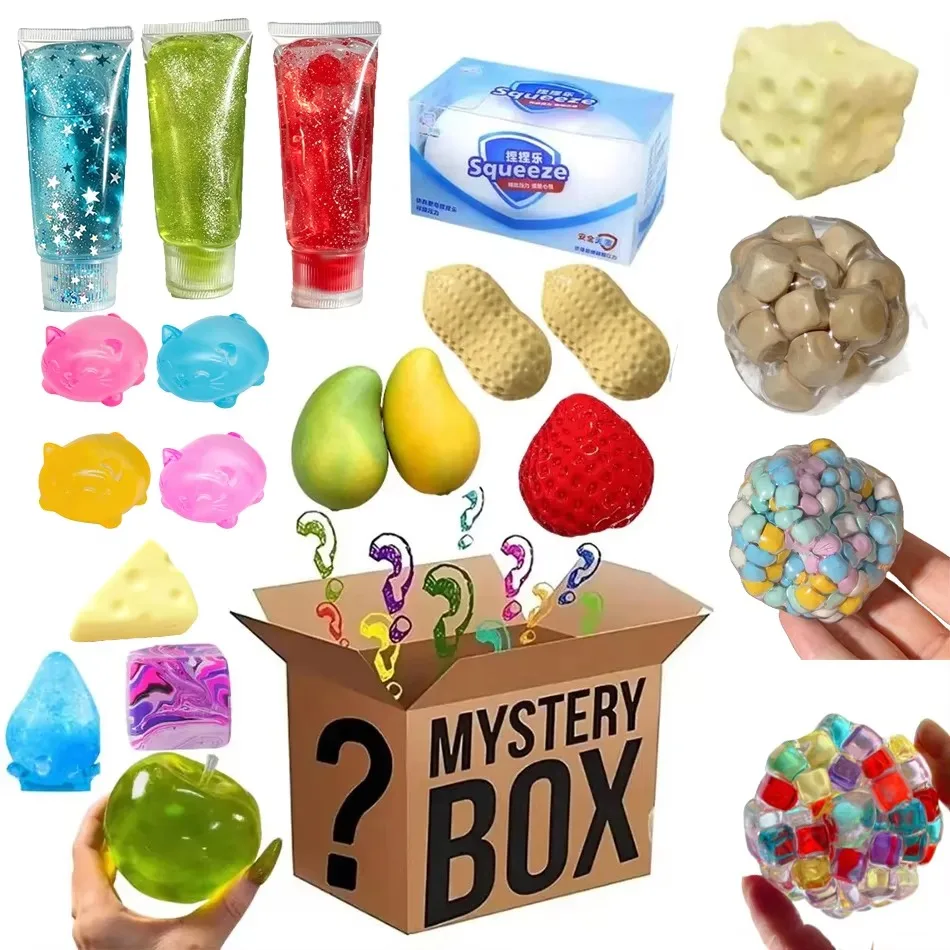 100+Pieces/Kinds Assorted Squishy Figures Blind Box Surprise Toys Slow Rising Soft Fidget Squeeze Stress Relief Toy Random 1pcs