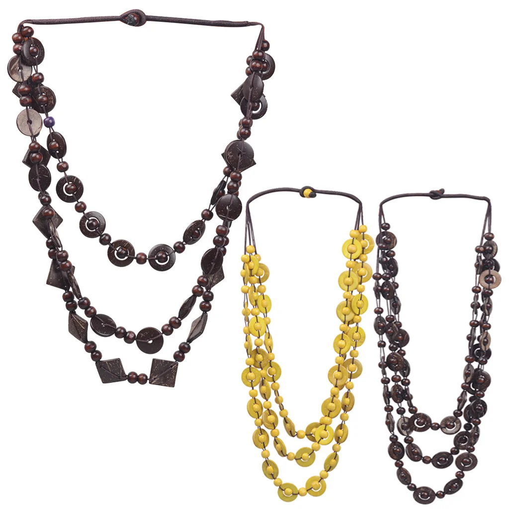 Ethnic Style Multi-layer Beaded Coconut Shell Necklace Tribal Women's Jewelry Accessories