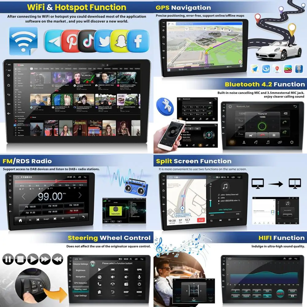 

Автомобильная стереосистема 2 + 64G Android 13 для Ford Fusion Mondeo 2013-2019 с беспроводным CarPlay Android Auto, 9-дюймовым сенсорным экраном в приборной панели GPS Rad