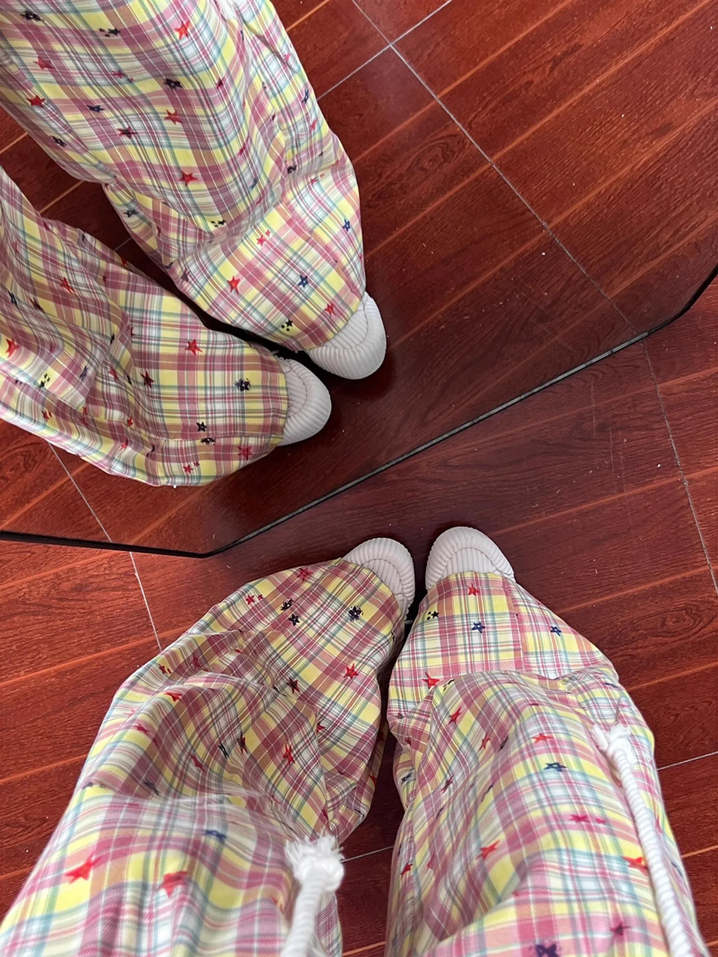 ドーパミン市松カジュアルパンツ女性夏怠惰な緩い気分ベンドナイフパンツルーズストレートワイドレッグパンツ