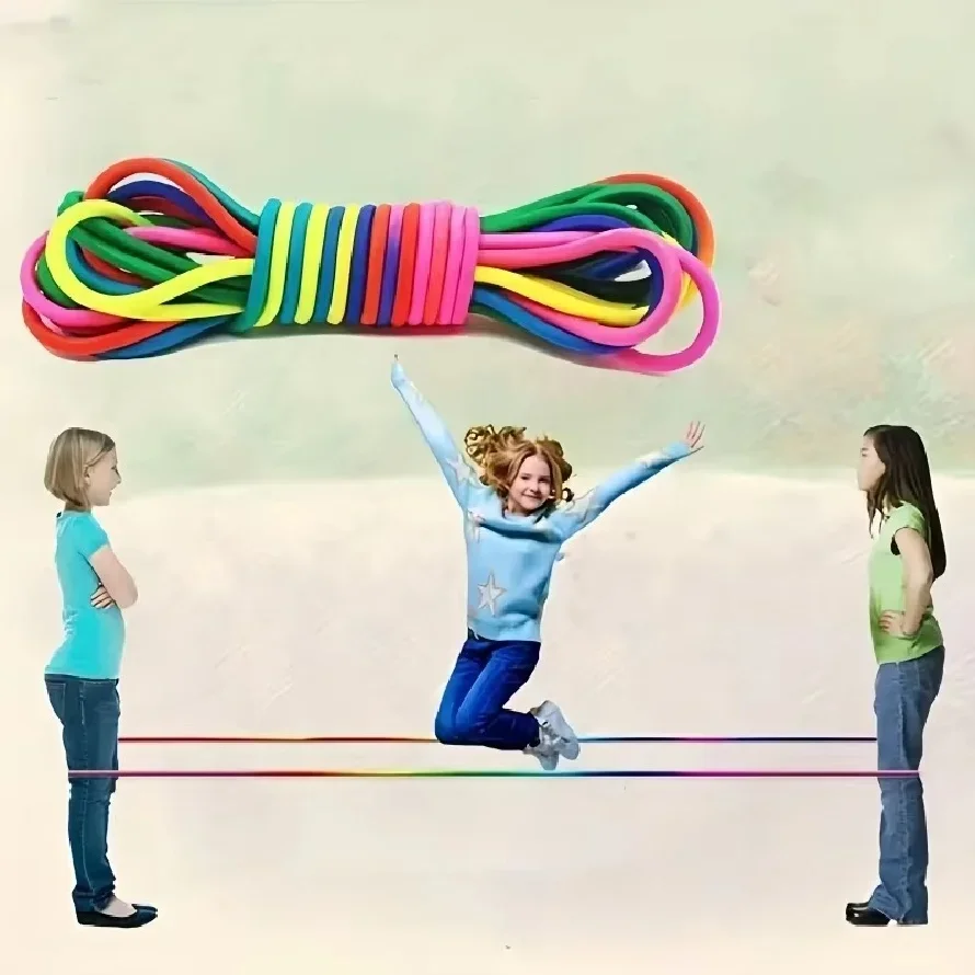 5/7/10M Rainbow Elastic Rubber Jump Rope for Kids&Adults Fitness Exercise Skipping Rope Outdoor Playground Sports Training Fun