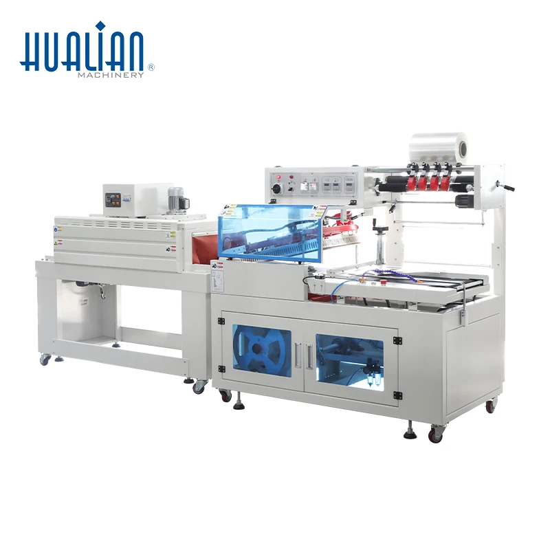 BSF-5640LG/E+BS-4522 Hualian Semi Automatic Plastic Pof Film Heat Tunnel Shrink Wrapping Machine for Cosmetics Manufacturer