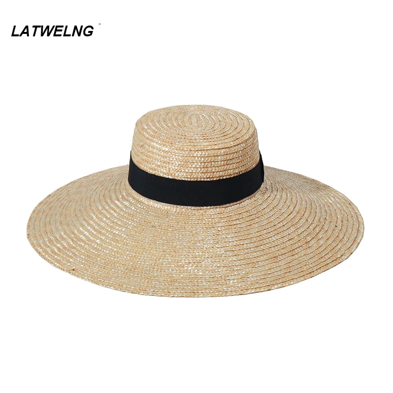 2024 Luxury Desige Oversized Beach Hats For Women Wide Brim Floppy Straw Hat Elegant Sun Hat UV Protection Sunshade Big Hat