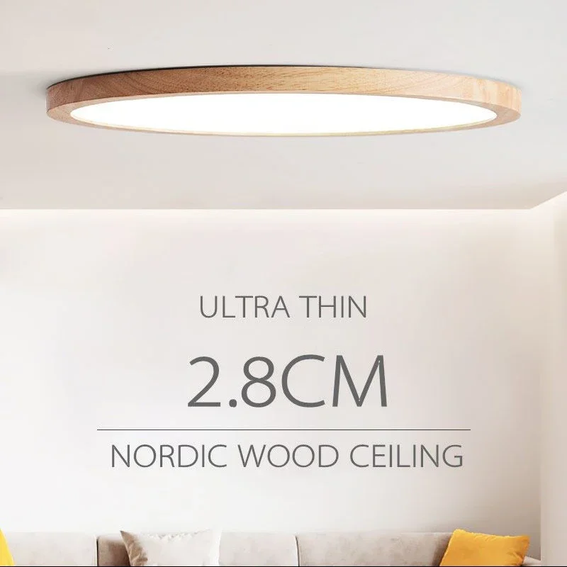 

LED Ceiling Lamp Ultrathin Modern Round Wood Grain Ceiling Light Living Room Study Bedroom Corridor Foyer Lighting 220V 110V