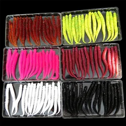 Swolfy 90pcs Fishing Lure Grub Light Game 7cm 1.3g Ajing Artificial Soft Bait Bass Add Shrimp Salt Silicone Swimbait