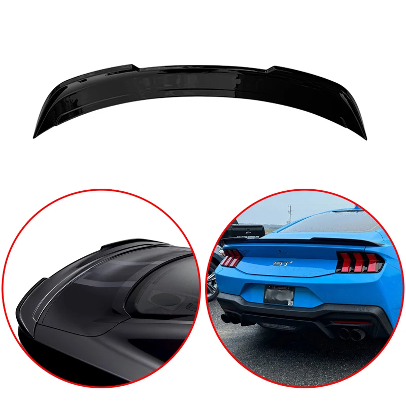 

High Quality ABS For Ford Mustang 2024+ New Model Car Rear Wing Spoiler Glossy Black Carbon Fiber Look Body Kit