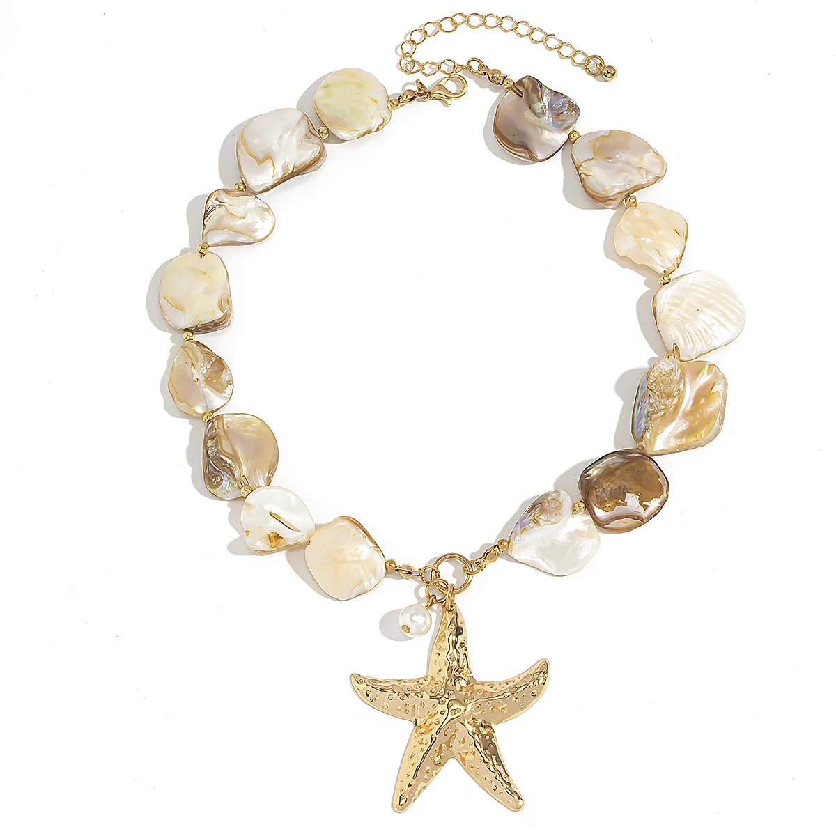 SHIXIN Beach Large Gold Color Starfish Pendant Necklace for Women Vintage Short Choker Necklace Collar Chain Jewelry on the Neck
