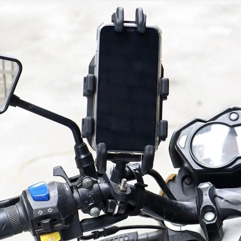 D0UC Shockproof Motorcycle Phone Mount Strong Construction 360 Adjustable Viewing Universal for Bike Electric Scooters