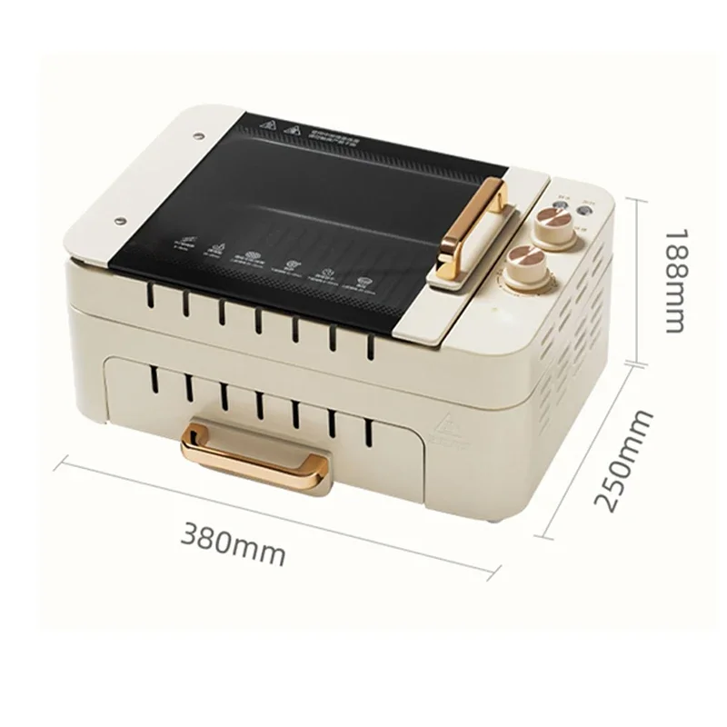 Olla de barbacoa giratoria automática, olla integrada multifuncional, horno de barbacoa eléctrico sin humo, sartén de parrilla eléctrica