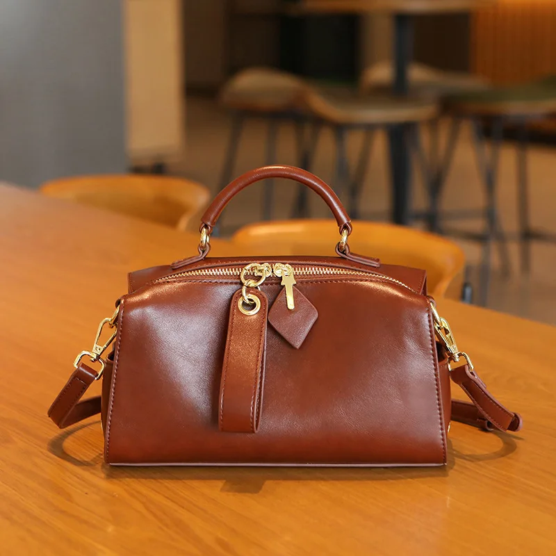 

GPR Leather Women Boston Bags Free Shipping Retro Top-Handbag Ladies Sling Bag Fashion Shoulder Bag Female Pillow Bag