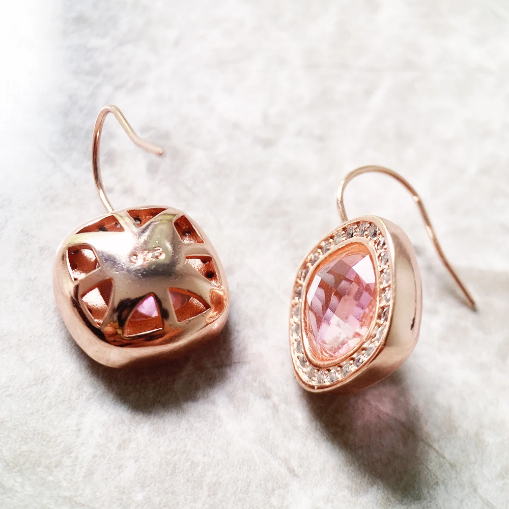 Różowe kwadratowe kolczyki wiszące Cosmo New Europe Style Fine Jewelry dla kobiet Romantyczny prezent ze srebra próby 925 — zdjęcie 7