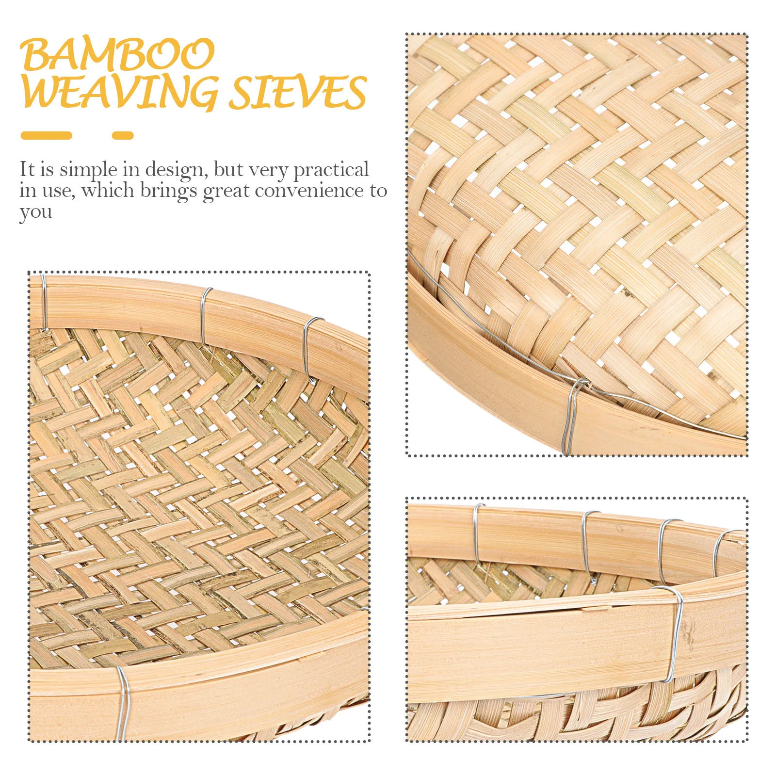 

Bamboo Storage Basket Food Sieves Household Kitchen Fruit Vegetable Holder Multi Purpose Drying Sieve Bamboo