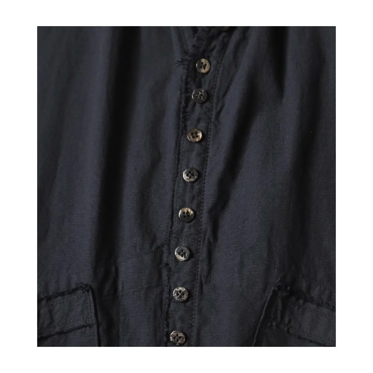 25AW KAPITAL Hirata and Hongri Casual Cotton and Linen Double Bag Irregular Breasted Loose Long Sleeved Shirt for Men