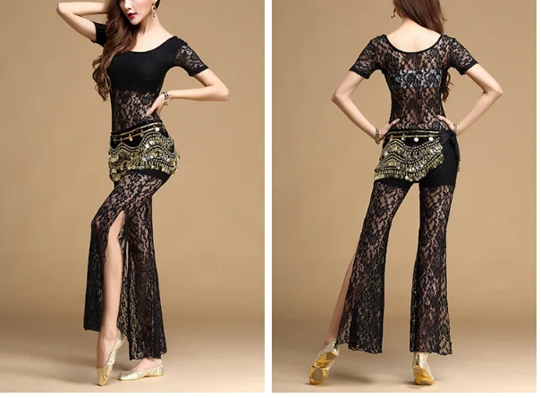 2022 The New Sexy belly dance trousers lace split pants for women belly dance trousers dance Practice clothes trousers M L