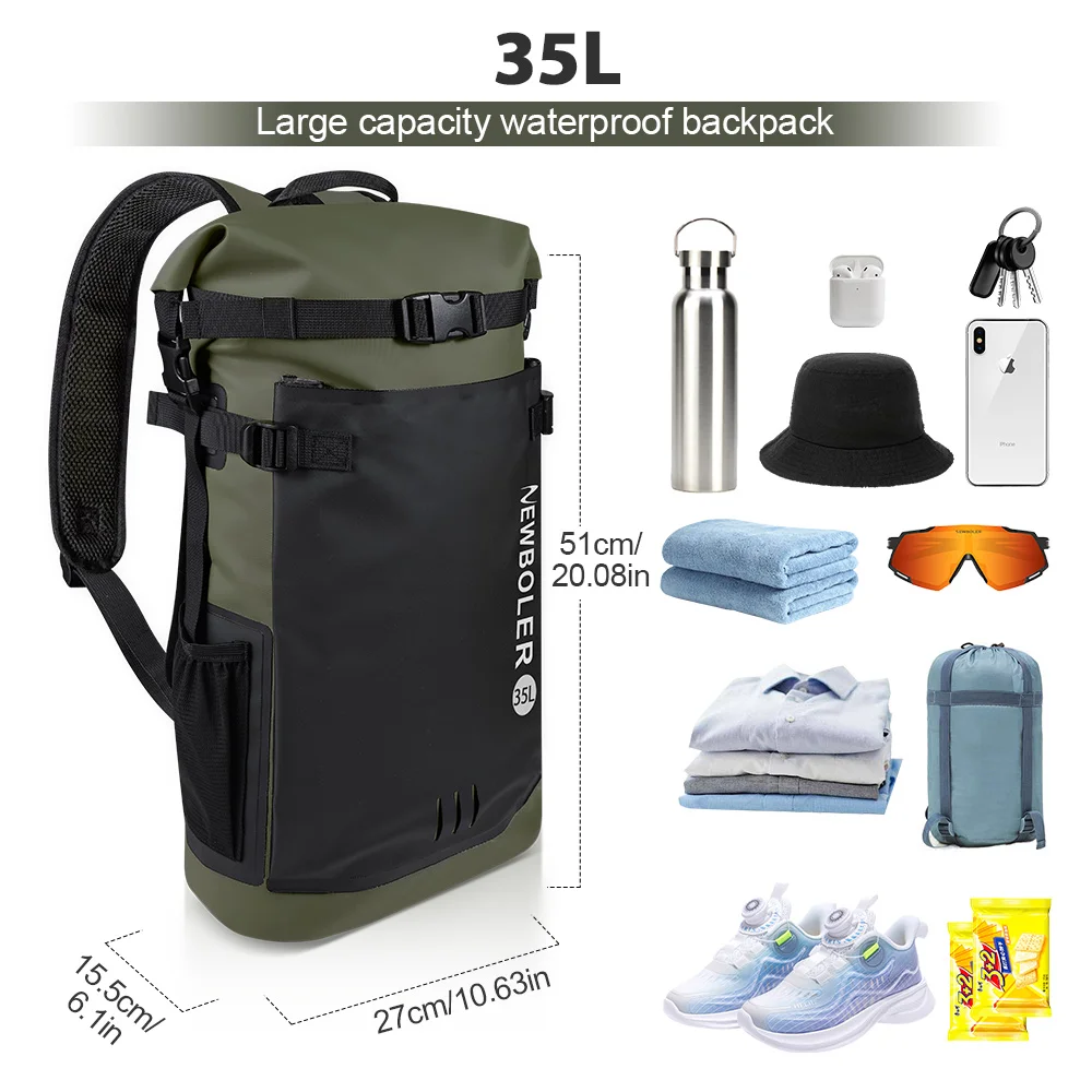 35L PVC Swimming Pack Dry Bag Backpack for Women Men Waterproof Backpack Kayak Trekking Drifting Rafting Surfing Boating Bag image 6