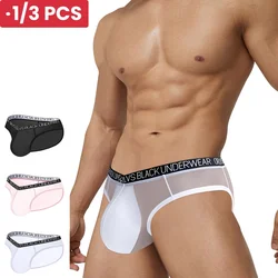 1/3 PCS ORLVS Ultra-thin Ice Silk Man Underwear Briefs Sexy Low Waist Men's Underpants Gay Man Panties Jockstrap Man Underwear