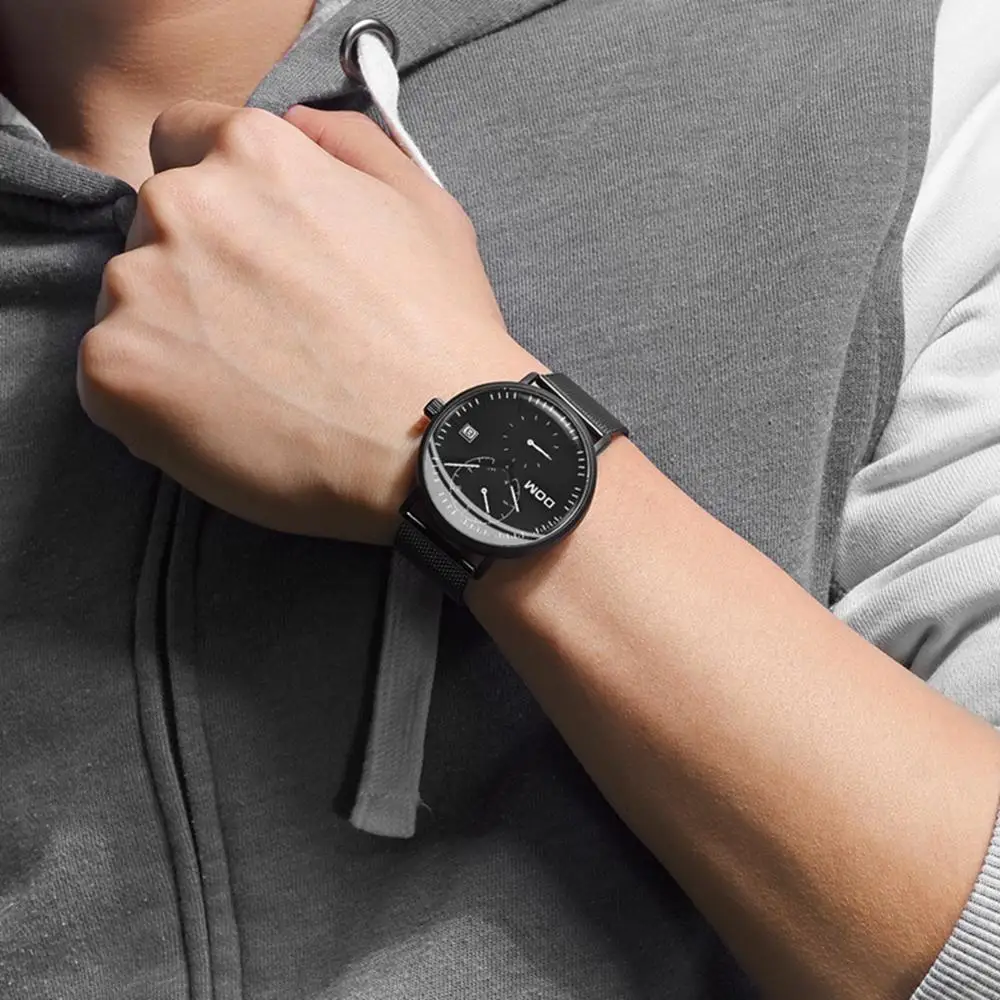 DOM Fashion Watch Men impermeabile Slim Mesh Strap orologi da polso minimalisti per uomo orologio sportivo al quarzo orologio M-435