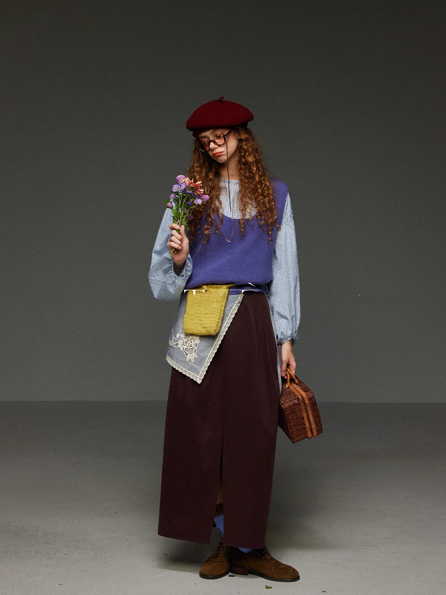 

High Waist A-Line Skirt Women's Casual Vintage Split Design Spring Fashion Slimming Skirts for Commuting