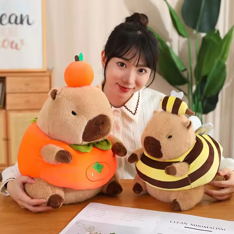 

New Bee Capybara Hamburger Capybara Plush Toy Red Persimmon Plush Doll Children'S Nap Time Plush Hug Pillow Birthday Gift