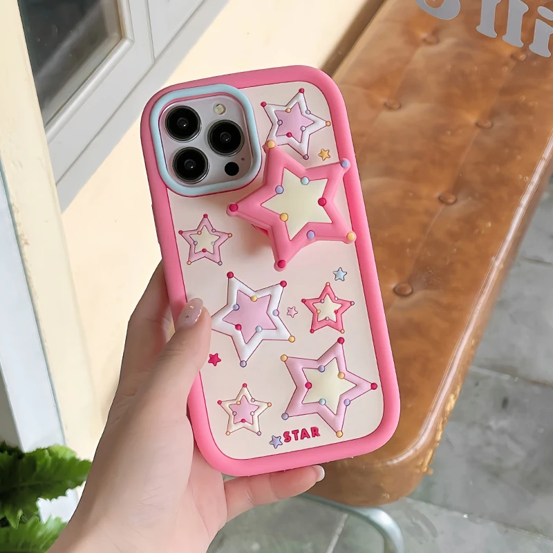 Capa de telefone adorável pop coreano para iPhone, capa macia de silicone bonito, suporte flexível, capa 11, 13Pro Max, 12, 14 Pro, XS Max, XR