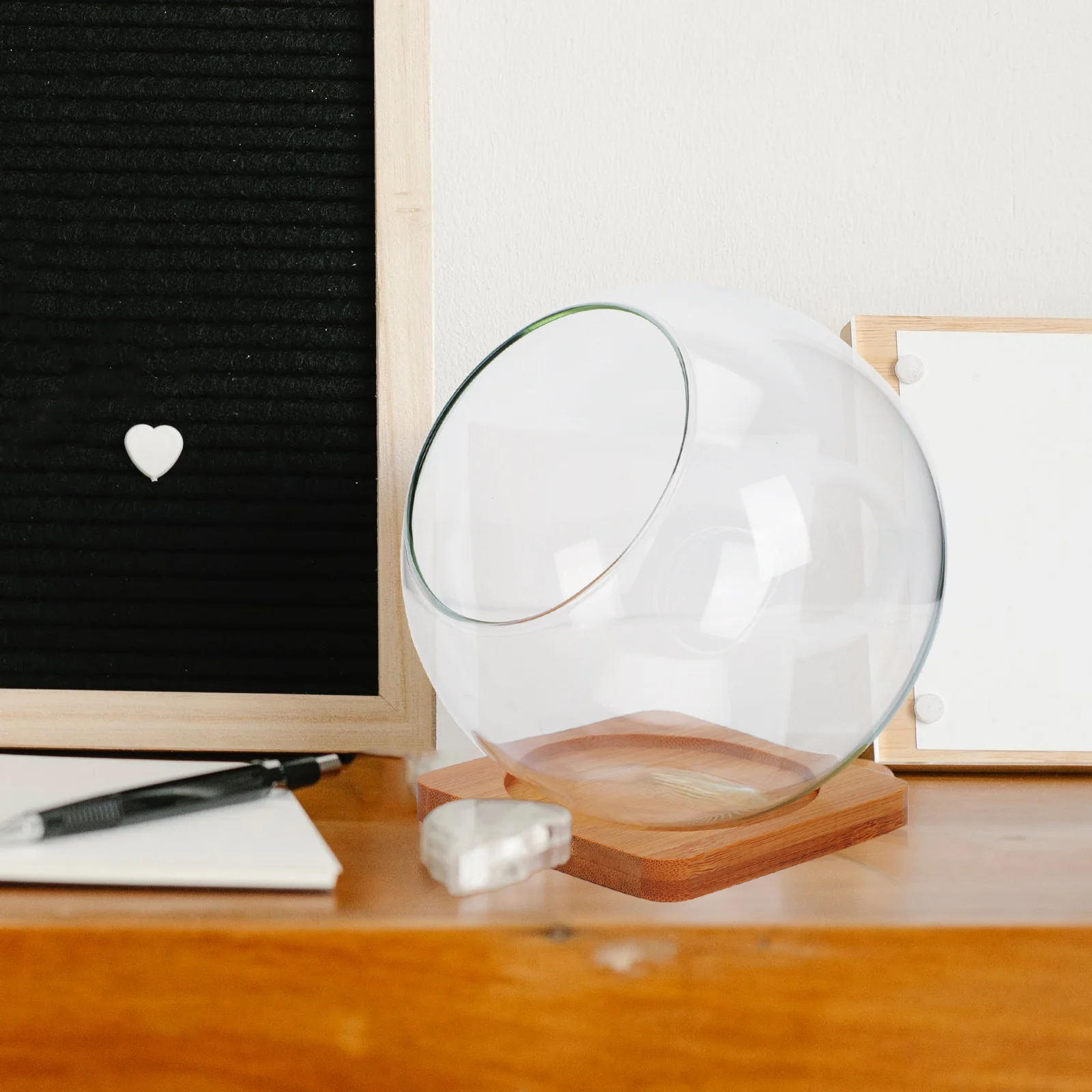 

1 set Moss Vase 13 5x13 5cm Glass Flowerpot Round Cut Mouth Terrarium for Succulents Home Glass Flowerpot Decor Storage